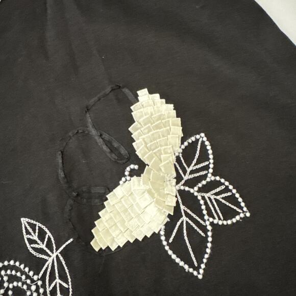 Etcetera Skirt Round Linen Blend Embellished Embroidery Bead Ribbon Lined Size 2 - Picture 6 of 15